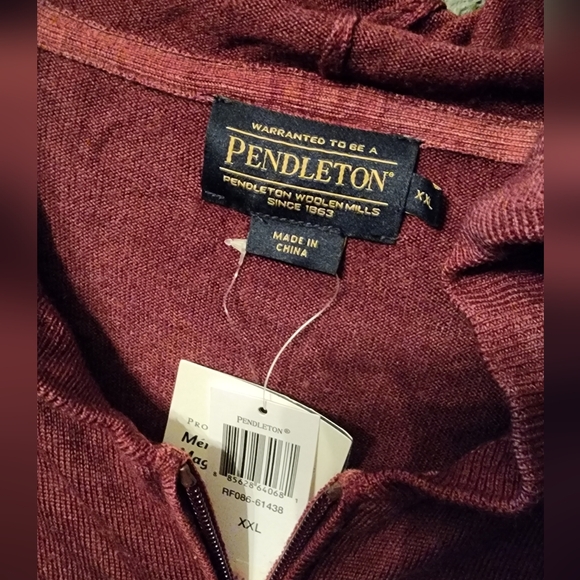 Pendleton Men's Burgundy Zip-Up Sweater NWT, Men's XXL - Picture 2 of 5